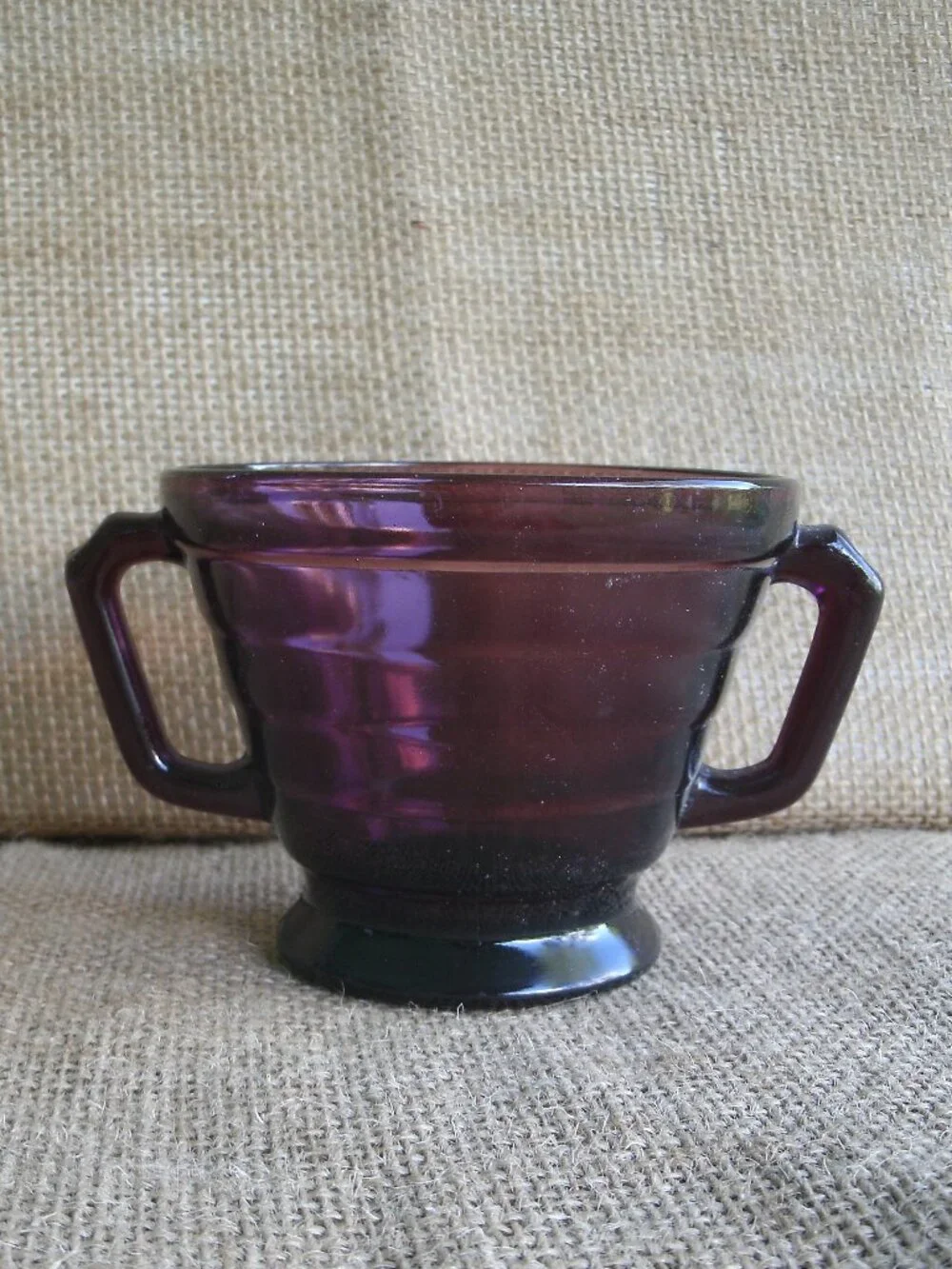 Vintage Hazel Atlas Amethyst Moderntone Open Sugar Bowl